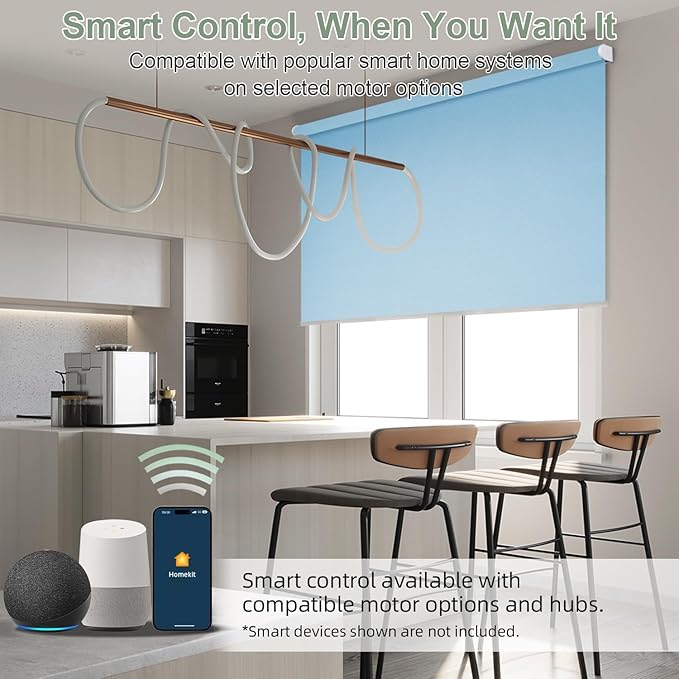ZSHINE Motorized Blackout Window Blinds Customize Width Remote Control Wireless - Image 2