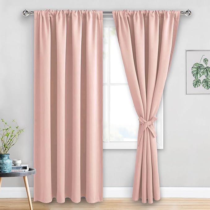 JIUZHEN Blush Pink Blackout Curtains by JIUZHEN