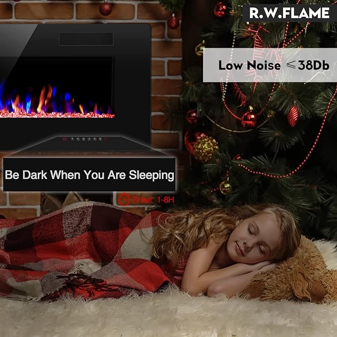 R.W.FLAME 36 inch Recessed and Wall Mounted Electric Fireplace, Ultra Thin ad - Image 6