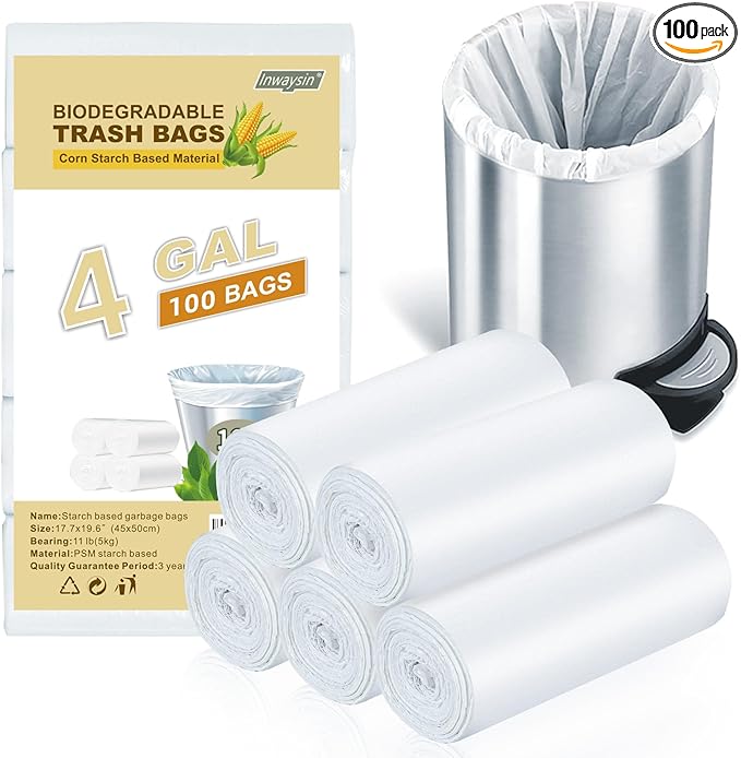 Small White Trash-Bags Bathroom 4 Gallon by Inwaysin