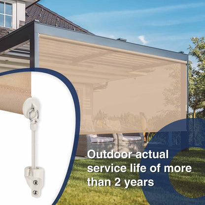 Coolaroo Replacement Parts,Shade Tie Downs,Outdoor Roller Shade Part | Bungee Kit and End Cap,Weather Resistance,for Coolaroo Outdoor Blinds,Sand,2 Set