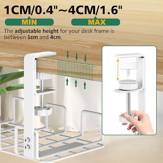 Under Desk Cable Management Tray, L 15.7''W 6.3'' No Drill Steel Desk Cable - Image 3