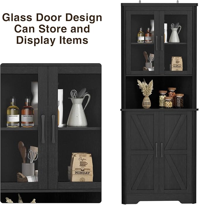 67''H Black Tall Farmhouse Corner Storage Cabinet - Image 5