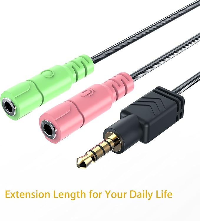 MillSO Headphone Mic Splitter, 3.5mm Headset Adapter 2 TRS Female to TRRS Male - Image 8