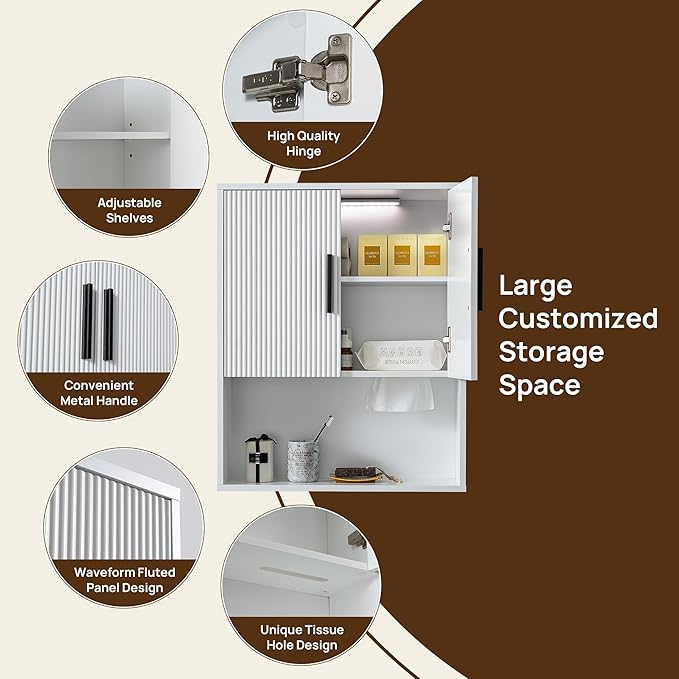 Modern Fluted Bathroom Wall Cabinet - Image 4