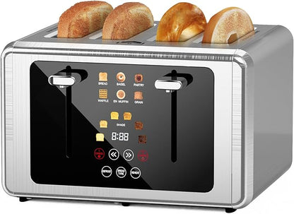 4 Slice Toaster, Touchscreen & Dual Independent Control Panel，5 Basic Functions by WUNLY