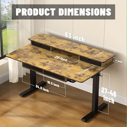 Electric Standing Desk, 63 * 30 Inches Adjustable Height - Image 3