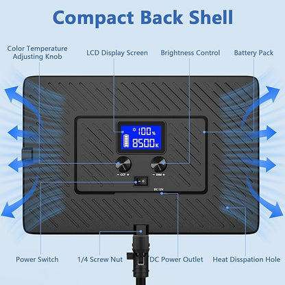 Led Video Light Panel Lighting Kit, QEUOOIY 2-Pack Bi-Color Photography Lighting - Image 3