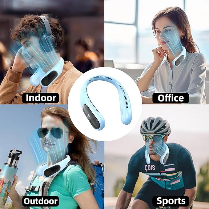 Portable Neck Fan, Personal Wearable Bladeless Fan, LED Display, 6000mAh USB - Image 7