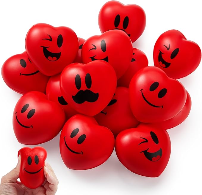 JOYIN 15 PCS Valentines Day Heart Shaped Stress Relief 3“ Balls by JOYIN