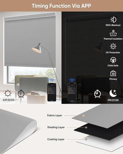 Kincmo Motorized Blinds with Remote, 100% Blackout Motorized Roller Shades Work - Image 4