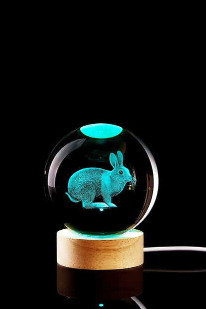 3D Crystal Ball Lamp with Lifelike LED Rabbit, 16 Color Changing Light - Image 8
