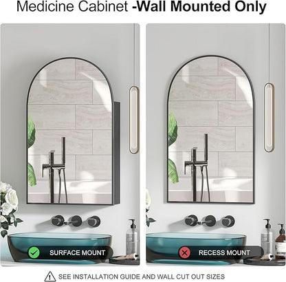 Arched Medicine Cabinet Mirror for Bathroom, Brushed Black Arch Mirror Cabinet - Image 4