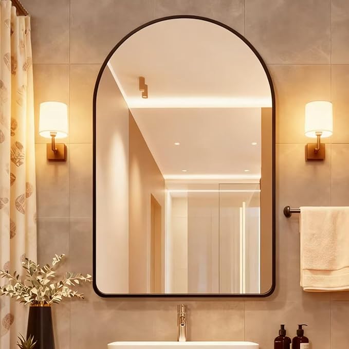 24x36 Inch Premium Black Arched Tempered Glass Mirror Shatter Resistant No - Image 5