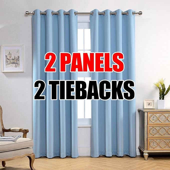 MIUCO Room Darkening Soild Grommet Blackout Curtains Panels by MIUCO