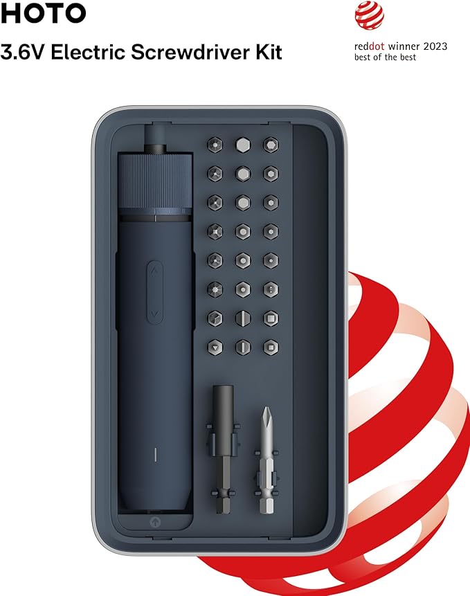 HOTO Electric Screwdriver Kit, Upgraded 1/4'' Hex 25 Bits, Magnetic Lid - Image 9
