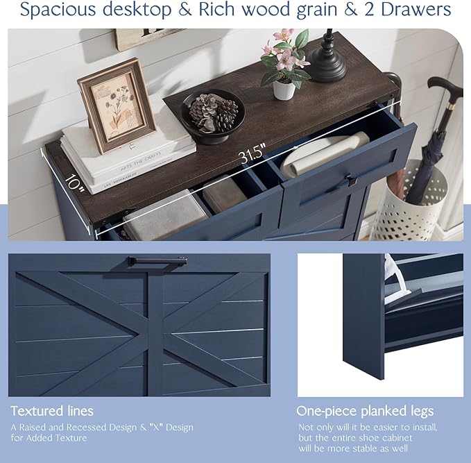 Shoe Storage Cabinet, Farmhouse Shoe Organizer - Image 7