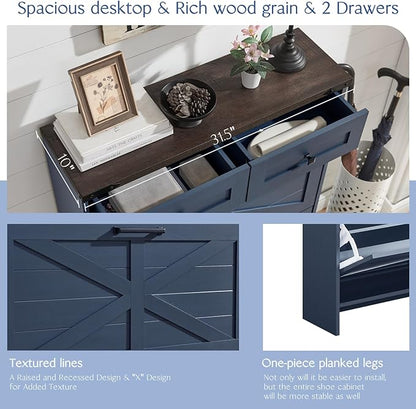 Shoe Storage Cabinet, Farmhouse Shoe Organizer - Image 7