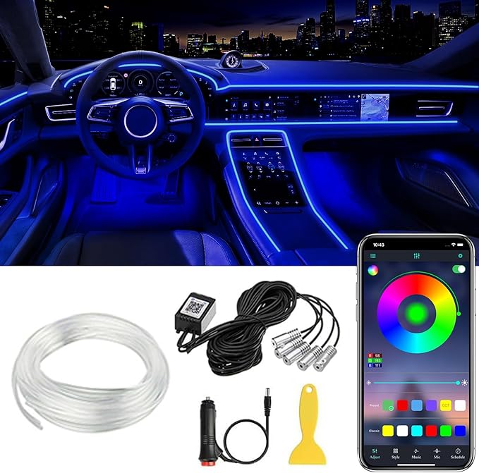 Interior Car LED Strip Lights APP Control, 5 in 1 RGB 16 Million Colors Ambient by QVEVDACAR