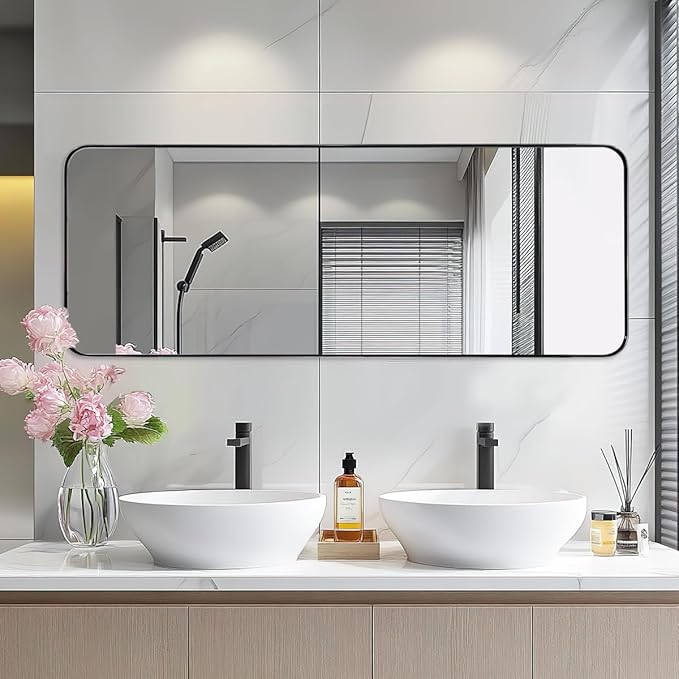 ANDY STAR 18" x 48" Full Length Wall Mirror, Large Polished Chrome Mirror - Image 7