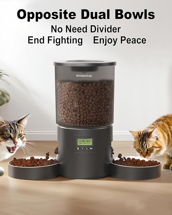 Automatic Cat Feeder for 2 Cats, 4.2L Programmable 1-6 Meals Portion Control - Image 3