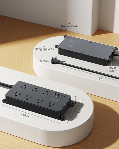 TROND Power Strip Surge Protector, 7 Widely-Spaced Outlets, 2 USB-A & 2 USB-C - Image 8