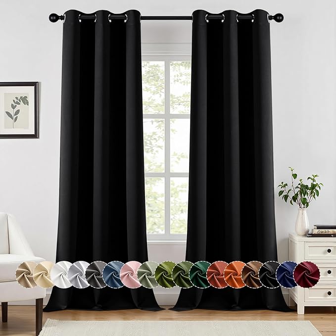 MIULEE Black Blackout Curtains for Bedroom Living Room 96 Inches Long 2 Panels by MIULEE