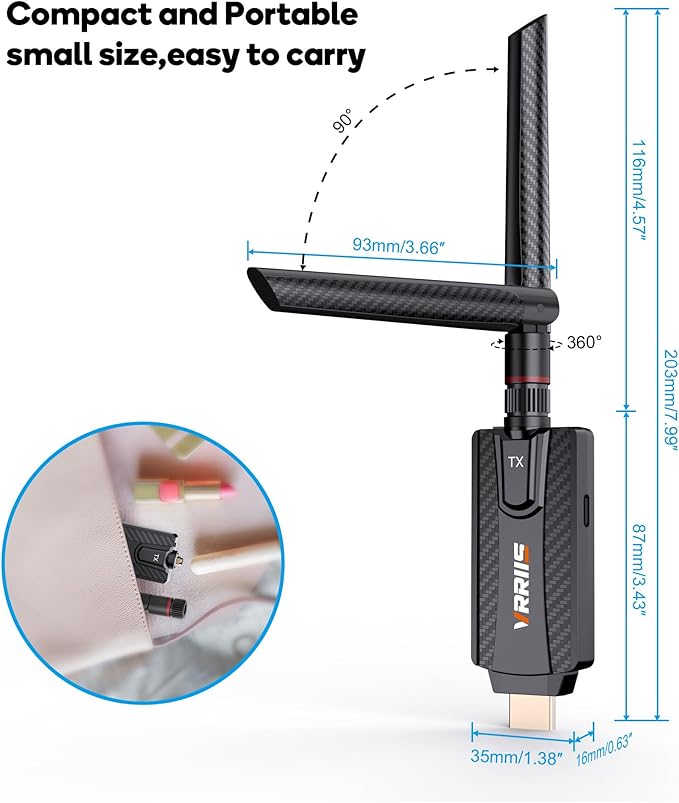 Vrriis Wireless HDMI Transmitter and Receiver, Plug and Play, 1080P Wireless - Image 9
