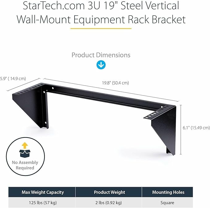 StarTech.com 3U 19" Wall Mount Vertical Rack Bracket, Wall Mount Patch Panel - Image 7