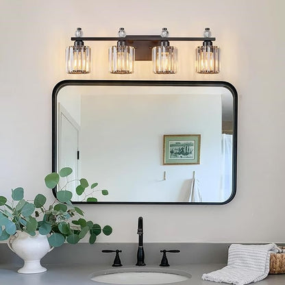 FDPBY Bathroom Vanity Lights 4-Light Sand Black Modern Crystal Vanity Light - Image 6