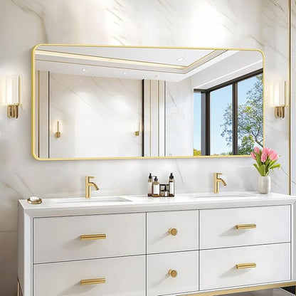 30"x60" Gold Bathroom Mirror, Large Rectangle Mirror, Rectangular Wall Mirror - Image 3