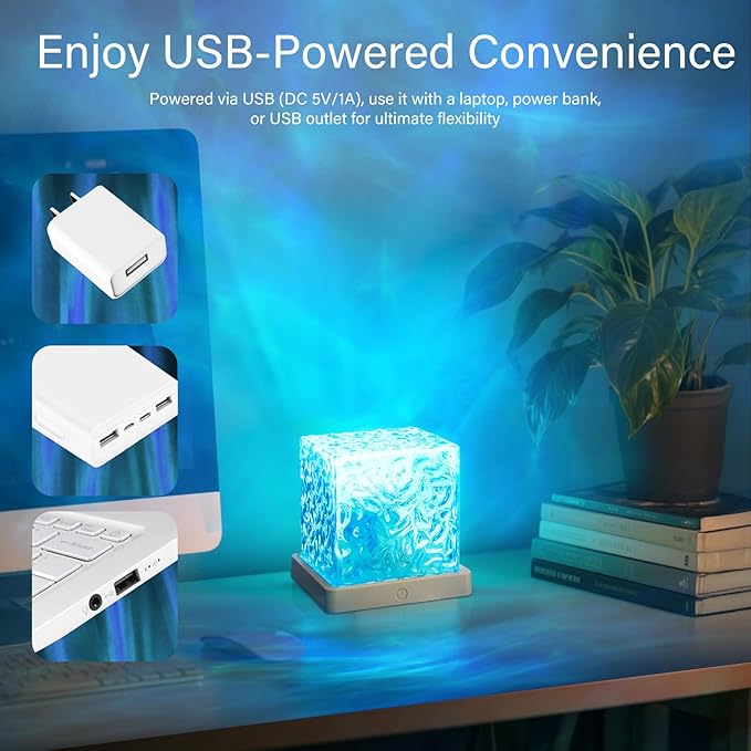 VoMii Ocean Wave Projector Light, 16 Colors Luminorthe Cube Lamp - Image 5