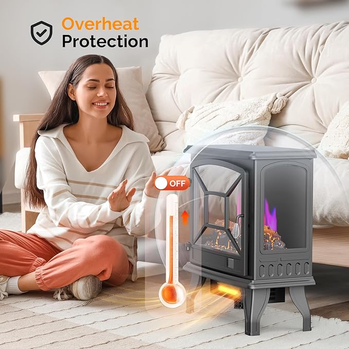 ROVSUN Electric Fireplace Stove, APP & Remote Control, Adjustable Temp - Image 5