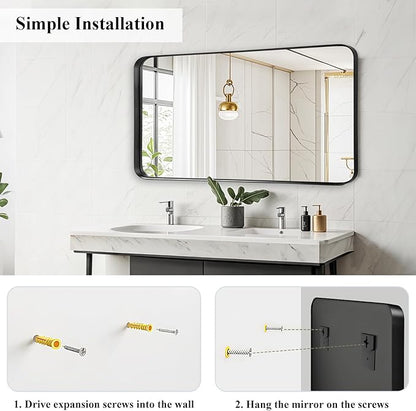 Fabuday Bathroom Mirror with Black Frame - Image 6