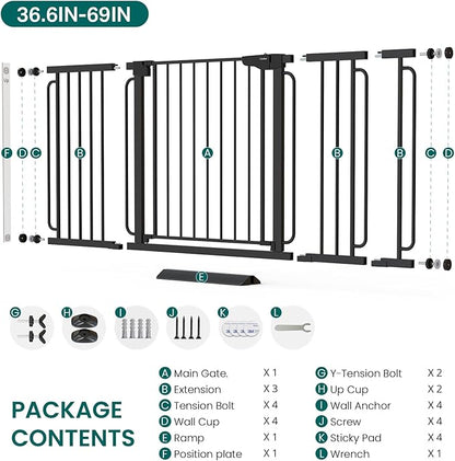 Cumbor Extra Wide Baby Gate, 36.6-69" Walk-Through Dog Gate - Image 8