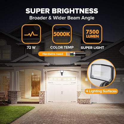 LUTEC 2 Pack 72W 7500LM LED Security Lights Motion Sensor Light Outdoor - Image 2