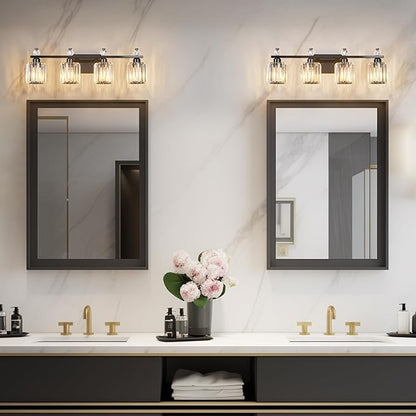 FDPBY Bathroom Vanity Lights 4-Light Plating Black Modern Crystal Vanity Light - Image 3