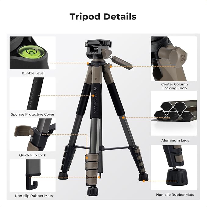 K&F CONCEPT Camera Tripod, Cellphone Clip - Image 10