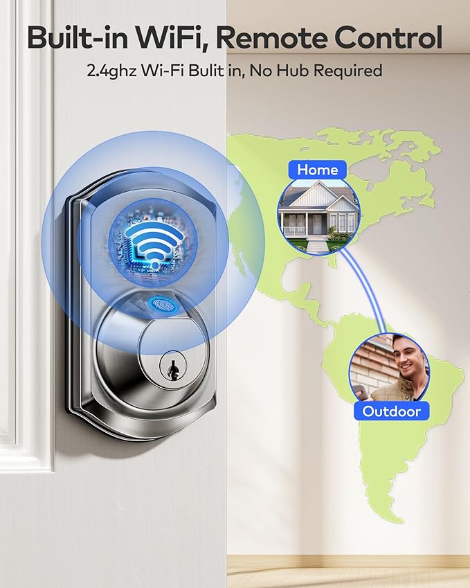 TEEHO TE012W WiFi Smart Lock, Fingerprint Door Lock - Image 2
