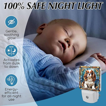 PODMemory Cavalier King Charles Spaniel Stained Glass Night Lights Plug into - Image 5