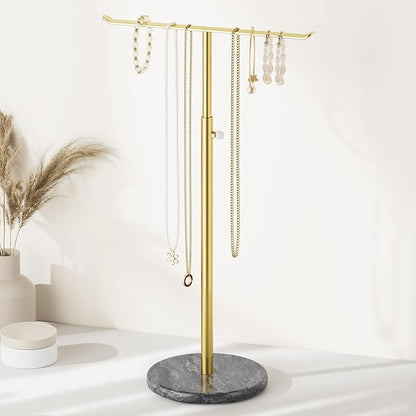 Josmimic Gold Necklace Holder Jewelry Organizer Stand – Adjustable Height T‑Bar by Josmimic