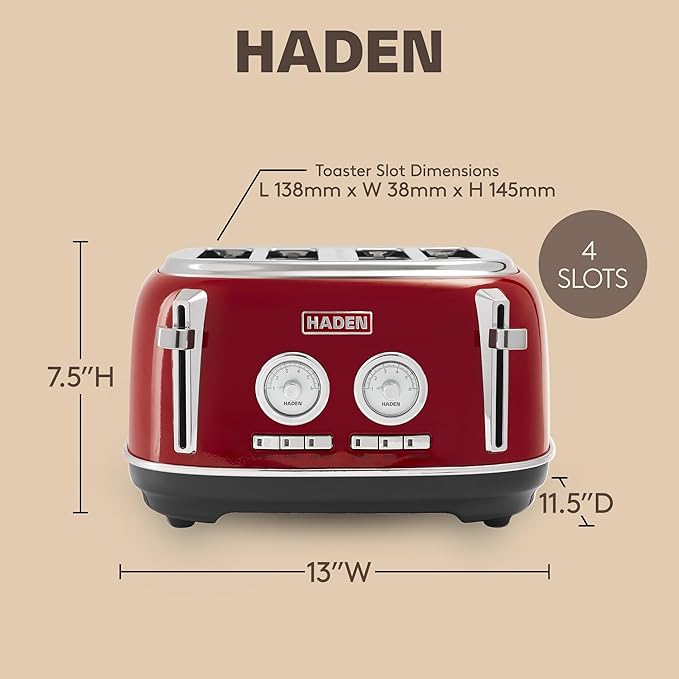 Haden Dorset 4 Slice Wide Slot Stainless Steel Toaster - Image 4