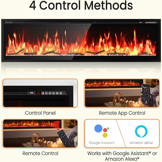 72” Smart Electric Fireplace - Image 2