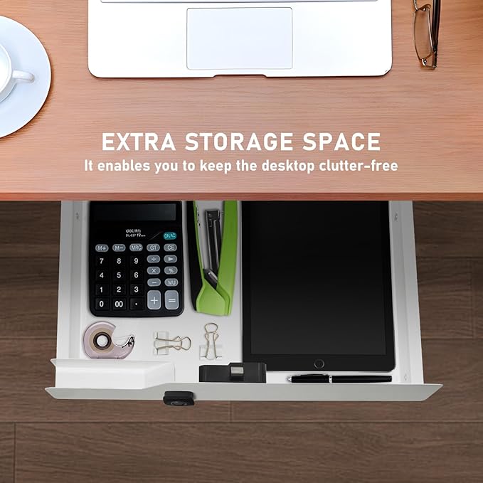 Under Desk Drawer Storage with Fingerprint Lock, Slide Out Metal Organizer - Image 8