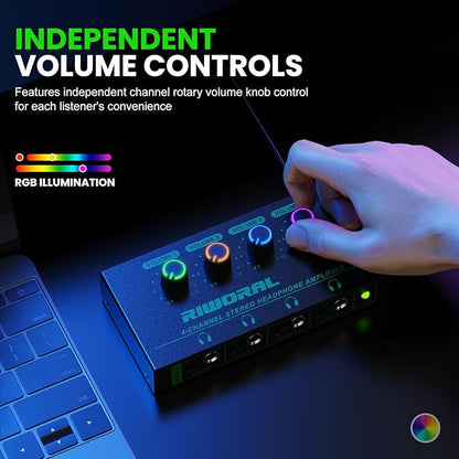 Riworal 4 Channels Headphone Amplifier - Image 4