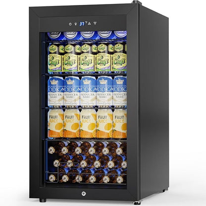 Mini Fridge 3.2 Cu.Ft Small Beverage Refrigerator 126 Can Lockable Drink Cooler by Velivi
