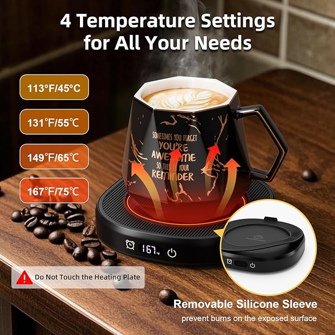 Coffee Mug Warmer & Awesome Mug Set, Smart Heated Electric Coffee Cup Warmer - Image 2