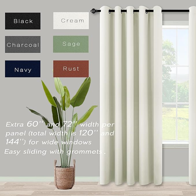 KOUFALL 60 Inch Wide Room Divider Curtains 2 Panel Set Split Privacy Sound - Image 2