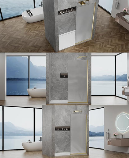 36"x76" Fixed Glass Shower Door, Square Pattern Textured Privacy 5/16" Thick - Image 9