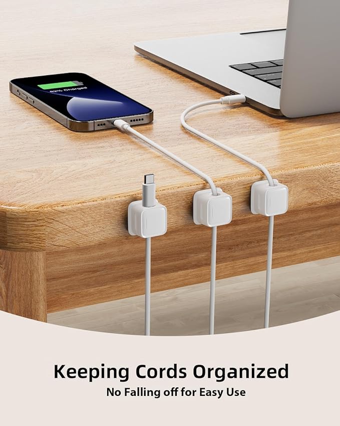 18 Pack Magnetic Cord Organizer Holder, Strong Adhesive Desk Cable Management - Image 2